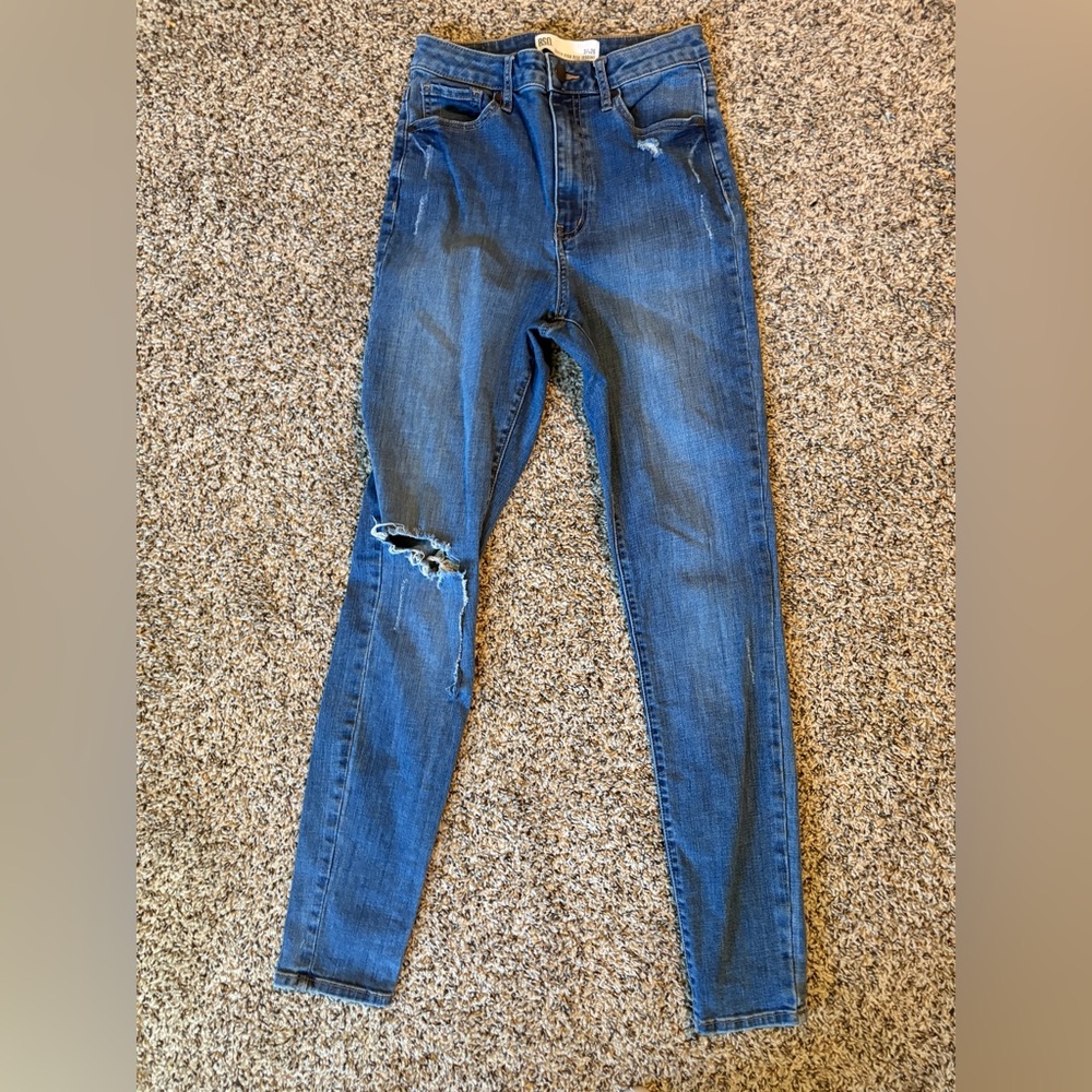 RSQ Dark Blue Distressed Skinny Jeans